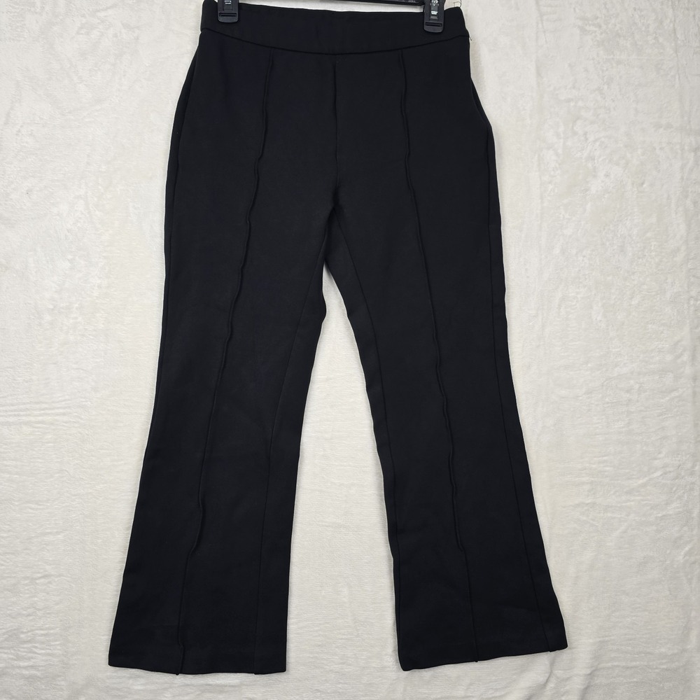 J.CREW Ponte Pants Women's Size 4 Crop Flare Black Stretch BY574 Pull On